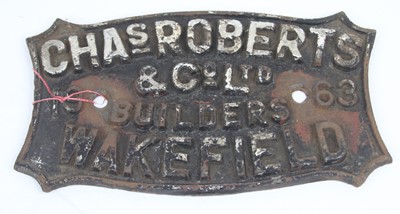 Lot 543 - A cast iron sign inscribed Chas Roberts & Co....