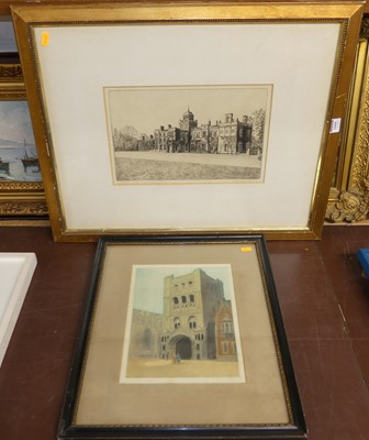 Lot 1060 - Alfred Blundell - Culford School etching,...