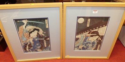 Lot 1061 - A pair of 19th century Japanese woodblock...