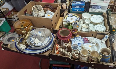 Lot 588 - Four boxes of mixed glassware and ceramics, to...