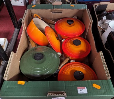 Lot 592 - A collection of Le Creuset enamel cookwares