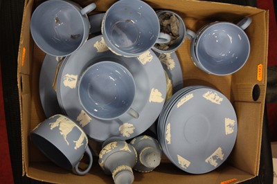 Lot 723 - A collection of Wedgwood blue jasperware