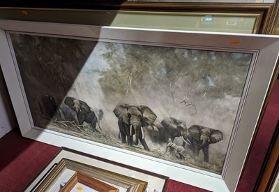 Lot 1074 - David Shepherd (1931-2017) - Elephants in the...