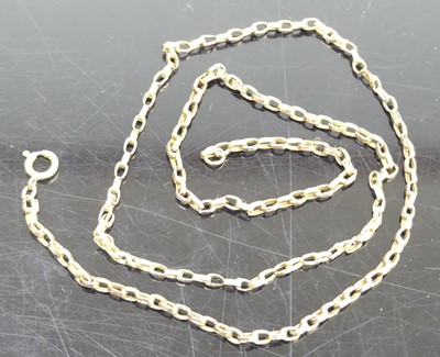 Lot 300 - A 9ct gold belcher link necklace, 2.5g, length...