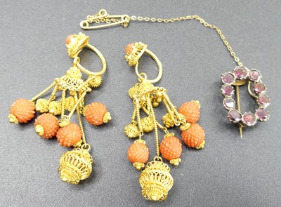 Lot 308 - A pair of vintage gilt metal and carved coral...