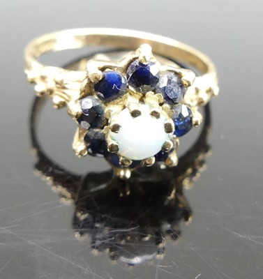 Lot 325 - A Victorian style 9ct gold, sapphire and opal...