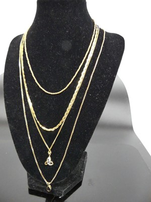 Lot 395 - A selection of modern 14ct gold neck chains,...