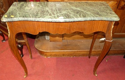 Lot 1143 - A French walnut and green variegated marble...