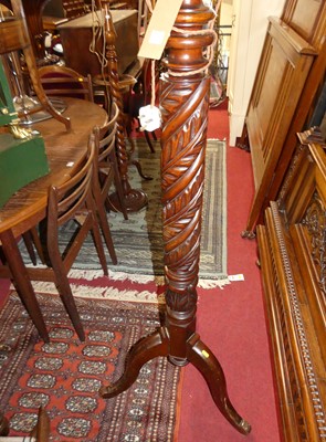 Lot 1177 - A mahogany acanthus leaf spiral turned...
