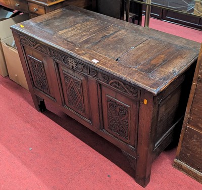 Lot 1197 - An 18th century provincial oak three panelled...