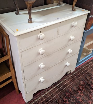 Lot 1207 - A Victorian and later white painted pine chest...