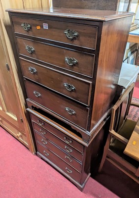 Lot 1220 - A pair of small mahogany square front chests,...