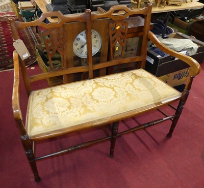 Lot 1318 - An Edwardian beech two-seater salon settee,...