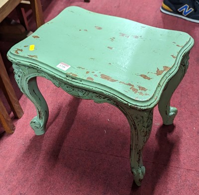 Lot 1248 - A French green painted low occasional table,...