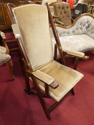 Lot 1338 - A circa 1900 mahogany folding campaign chair,...