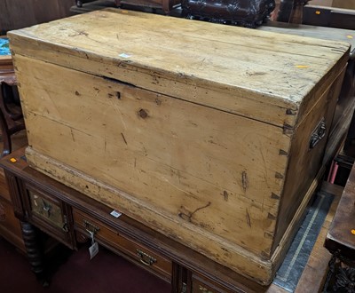 Lot 1267 - A Victorian pine hinge top tool chest with...