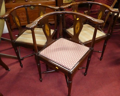 Lot 1344 - A set of four contemporary mahogany tub corner...