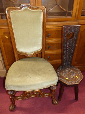 Lot 1348 - A 19th century Italian walnut high-backed...