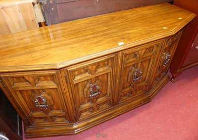 Lot 1370 - A Continental walnut four door sideboard, w.155cm