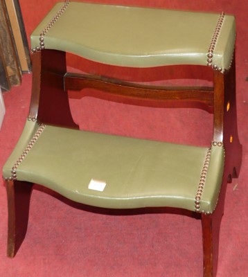 Lot 1378 - A mahogany and later green leather clad and...