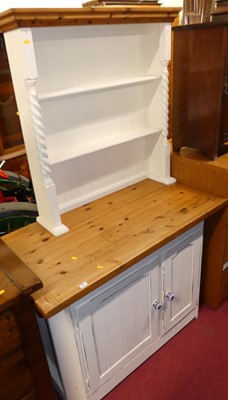 Lot 1383 - A modern pine and part white painted dresser,...