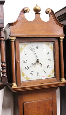 Lot 1521 - An early 19th century long case clock, 11"...