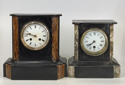 Lot 1547 - A late Victorian slate mantel clock, having...