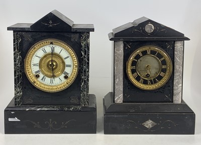 Lot 1542 - A late 19th-century slate mantel clock of...