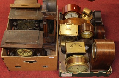 Lot 1567 - Two boxes of assorted mantel clocks and clock...