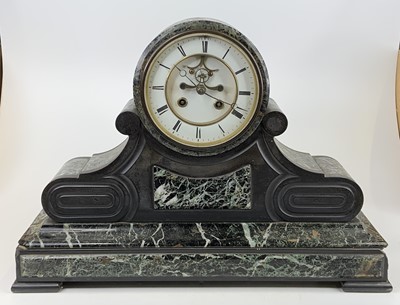 Lot 1577 - A late Victorian slate mantel clock of...