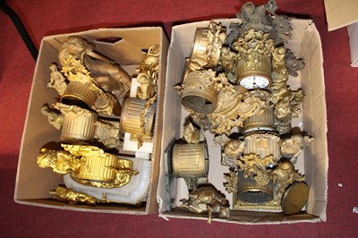 Lot 1599 - Two boxes of assorted gilt metal and alabaster...