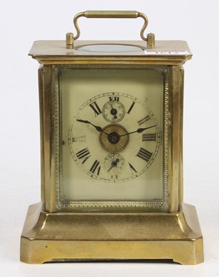 Lot 1612 - An American lacquered brass carriage clock,...