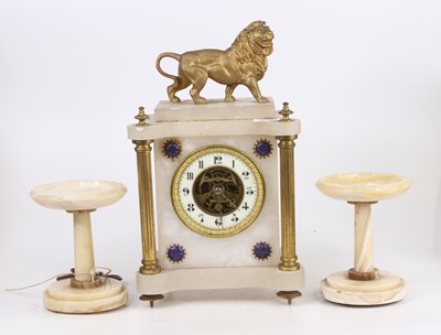 Lot 1621 - A circa 1900 alabaster and gilt metal...