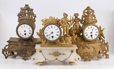 Lot 1625 - A 19th century French gilt metal mantel clock;...