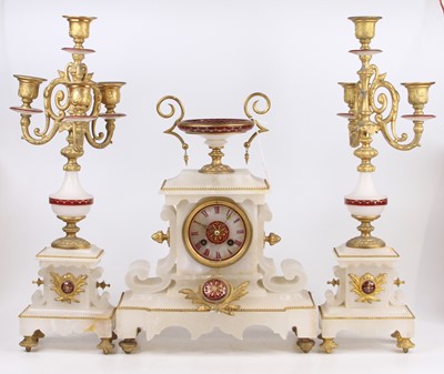 Lot 1635 - A late 19th century alabaster and gilt metal...