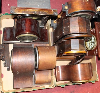 Lot 1652 - Two boxes of assorted wooden mantel clocks,...