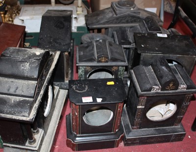 Lot 1653 - A collection of slate mantel clock cases only,...