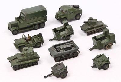 Lot 1431 - A Dinky Toys group of ten loose military...