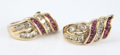 Lot 2625 - A pair of 9ct yellow gold, ruby and diamond...