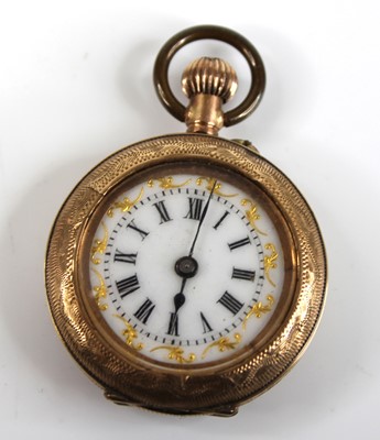 Lot 2776 - A continental lady's 9ct gold cased fob watch,...