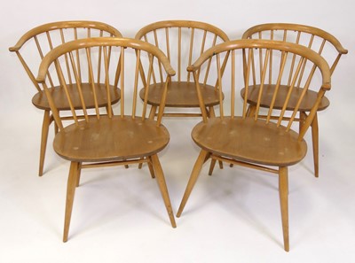 Lot 392 - A set of five 1960s Ercol blond elm 'Model...