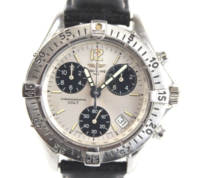 Lot 2787 - A Breitling Colt chronograph stainless steel...