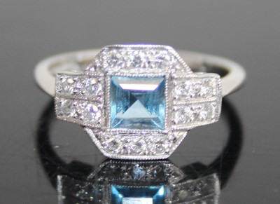 Lot 2434 - An Art Deco style 18ct white gold and platinum,...