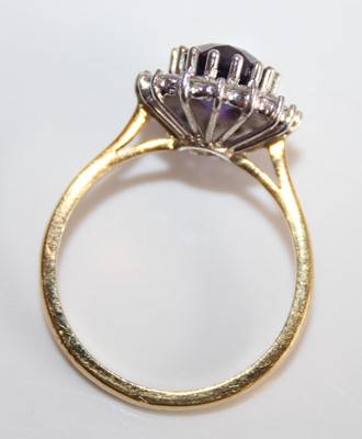 Lot 2484 - A contemporary 18ct gold, amethyst and diamond...