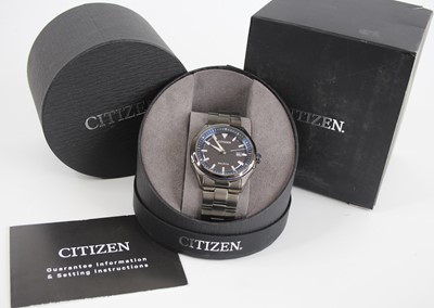 Lot 2849 - A gent's Citizen Ecodrive black steel cased...