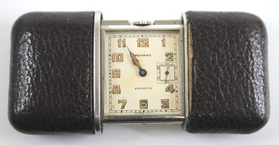 Lot 2852 - An Art Deco Movado Ermento steel and black...