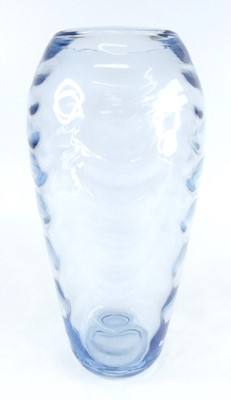 Lot 49 - A large Whitefriars wavy ribbed vase, sapphire...
