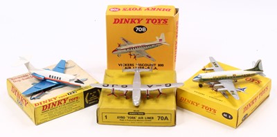 Lot 1416 - A Dinky Toys group of three aircraft diecast,...