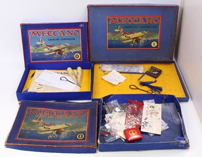 Lot 1980 - Three boxes for Meccano aeroplane construction...