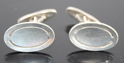 Lot 2423 - A pair of Georg Jensen sterling silver oval...